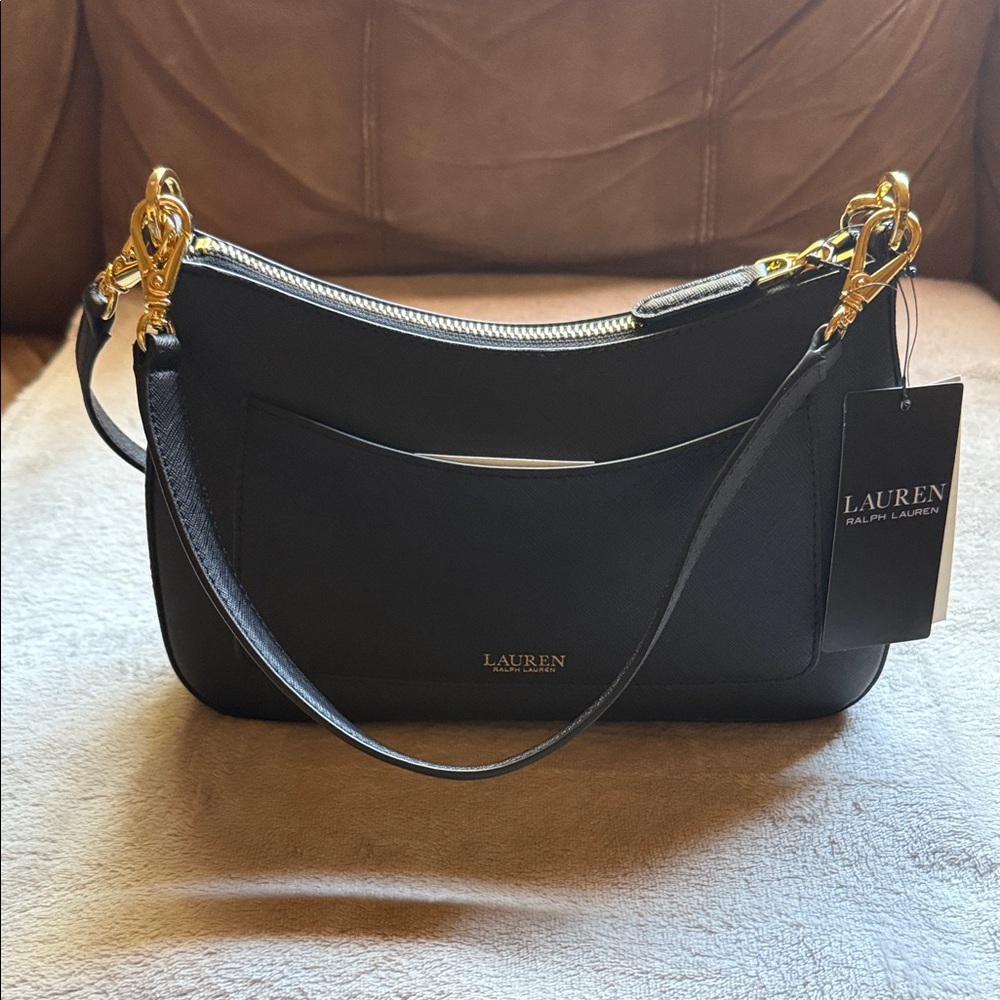 Lauren Ralph Lauren Black and Gold Shoulder Bag